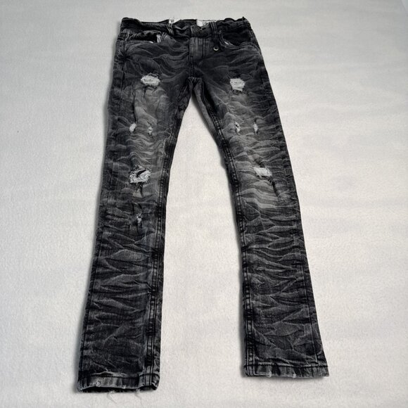 Evolution In Design Jeans Pants Boys Size 10 Black Denim Acid Wash - Picture 1 of 12